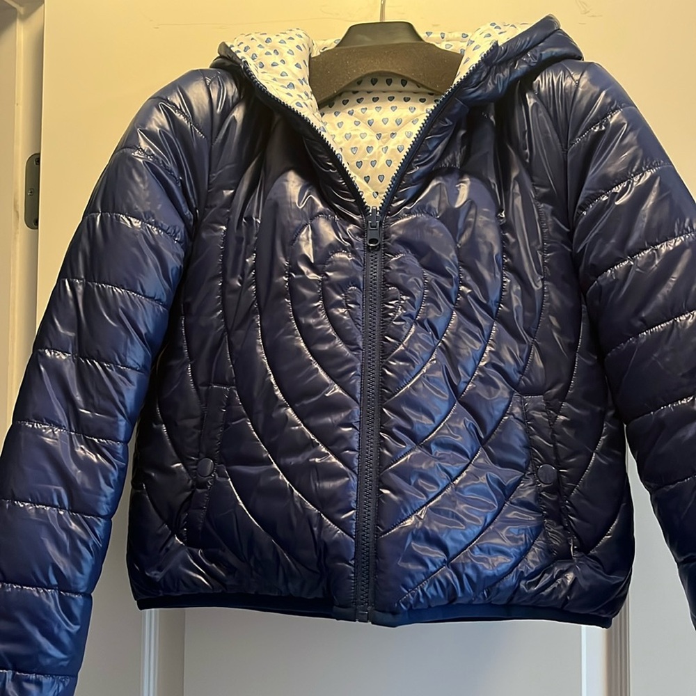 Roller Rabbit navy heart down jacket size small